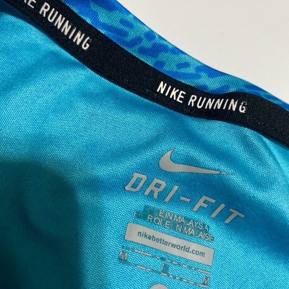 Nike Dri Fit womens short sleeve running shirt blue medium 100% polyester - Picture 5 of 7